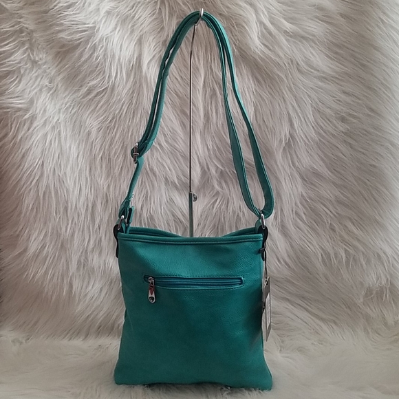 BRILLIANT TURQUOISE RHINESTONE CROSSBODY SLING - Picture 3 of 7